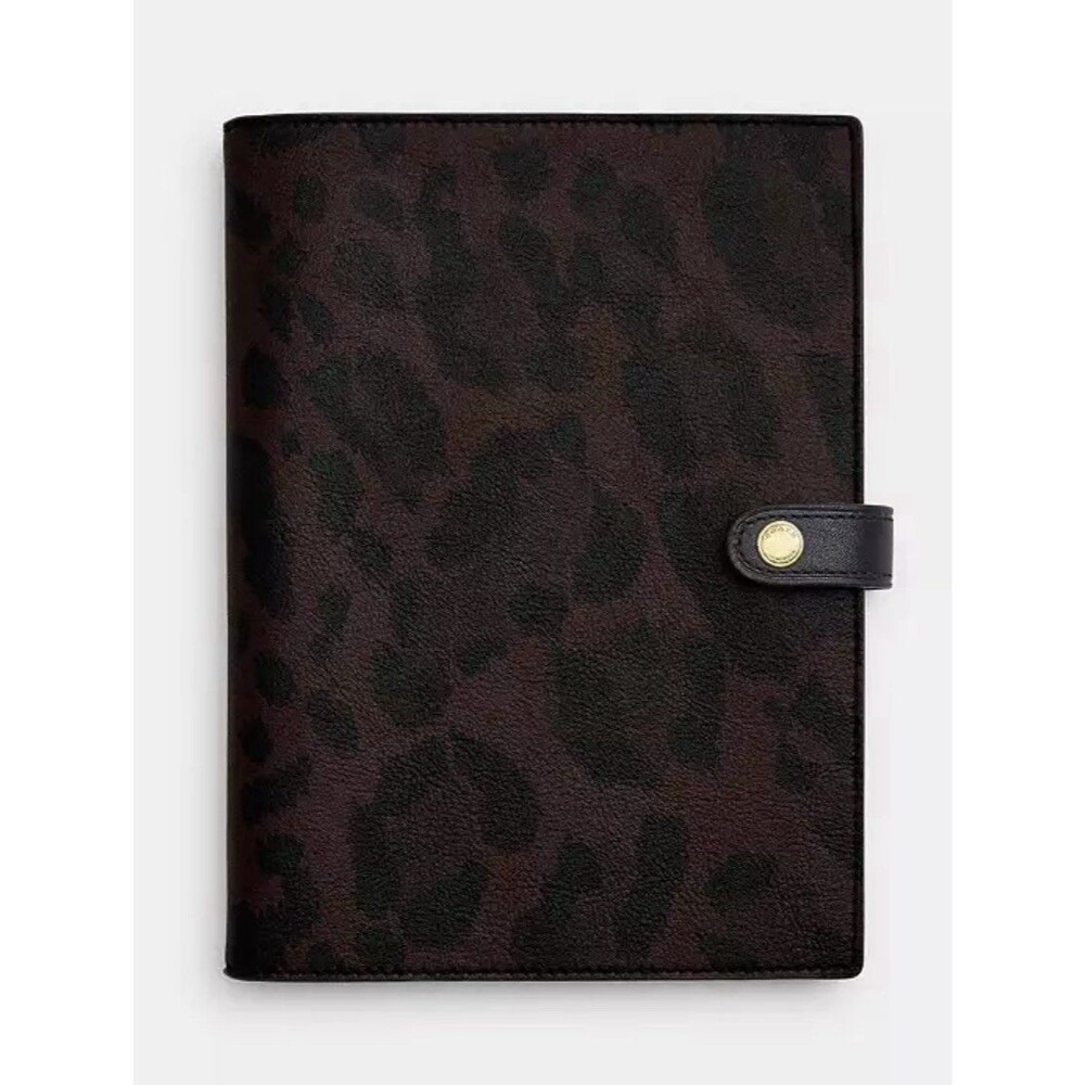Coach Dark Leopard Gold Notebook Journal CFW62 Smooth Leather NWT